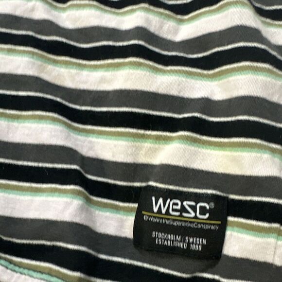 EUC WESC Men's Large Women's XL Wasted Youth T Shirt Stripe Black Color - Picture 2 of 5
